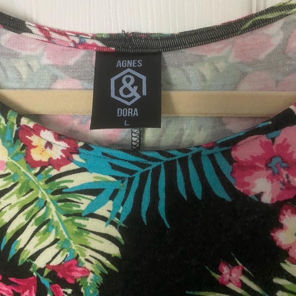 Agnes & Dora Black Floral Dress with Pink & Green Print - Picture 9 of 9